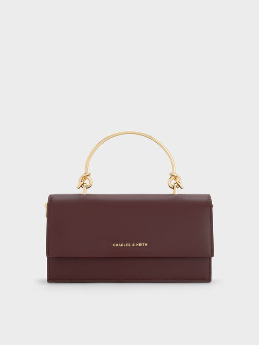محفظة كريستين طويلة بمقبض منحوت, أحمر توتي فاخر, hi-res