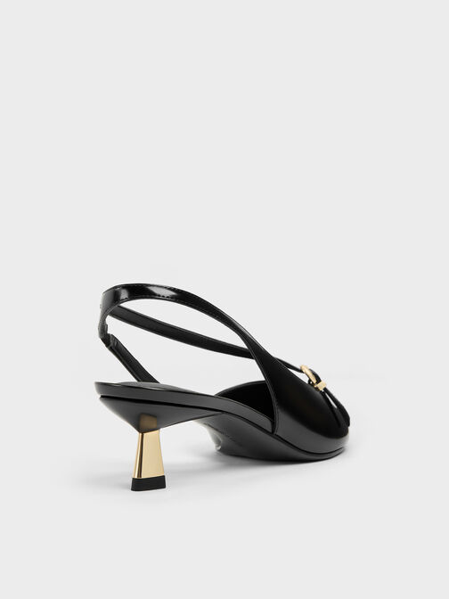 Asymmetric D'Orsay Slingback Pumps, Black Boxed, hi-res