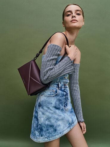 Midori Geometric Shoulder Bag, Plum, hi-res