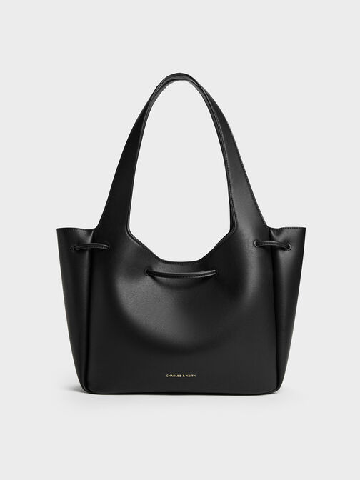 Mila Metallic-Knot Tote Bag, Black, hi-res