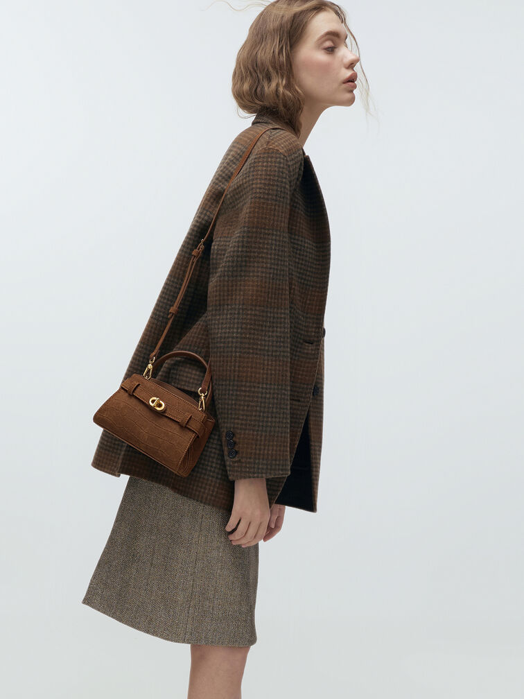 شنطة أوبريل بمقبض علوي, شوكولاتي, hi-res