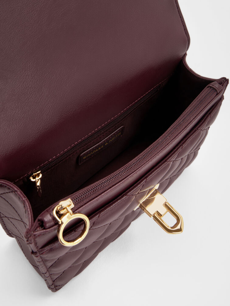 حقيبة يد مطبنة, أحمر توتي فاخر, hi-res