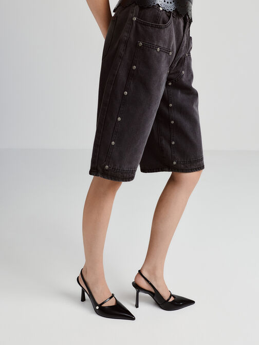Helena Pearl Pointed Slingback Pumps, Black Boxed, hi-res